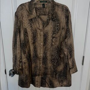 Ralph Lauren Beige and Black Animal Print Shirt